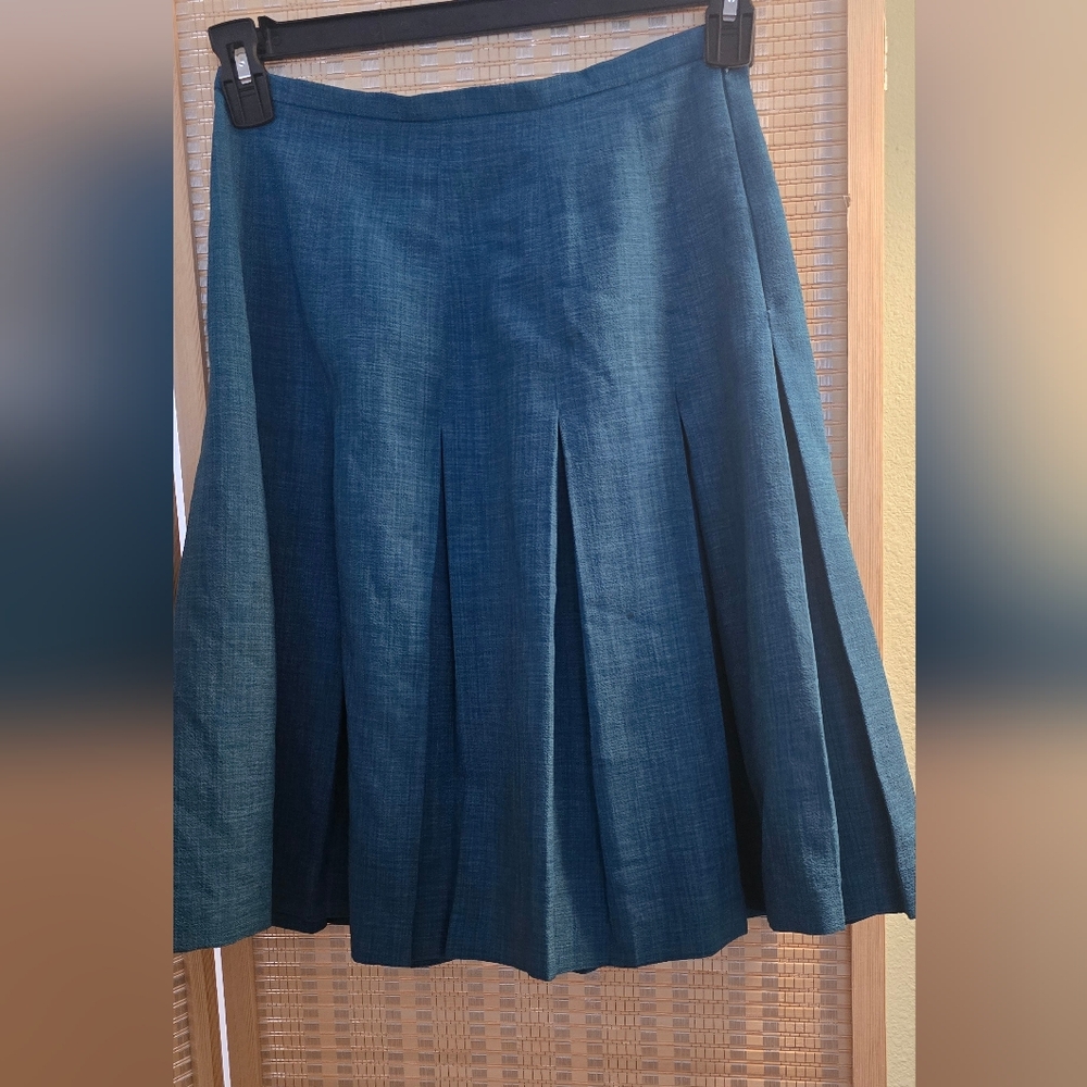 Wool blend teal green pleated with Side zipper classic minilmalist